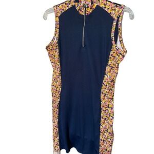 Ladies Bermuda Sands Navy Yellow Pink Sleeveless Golf Tennis Dress Size S